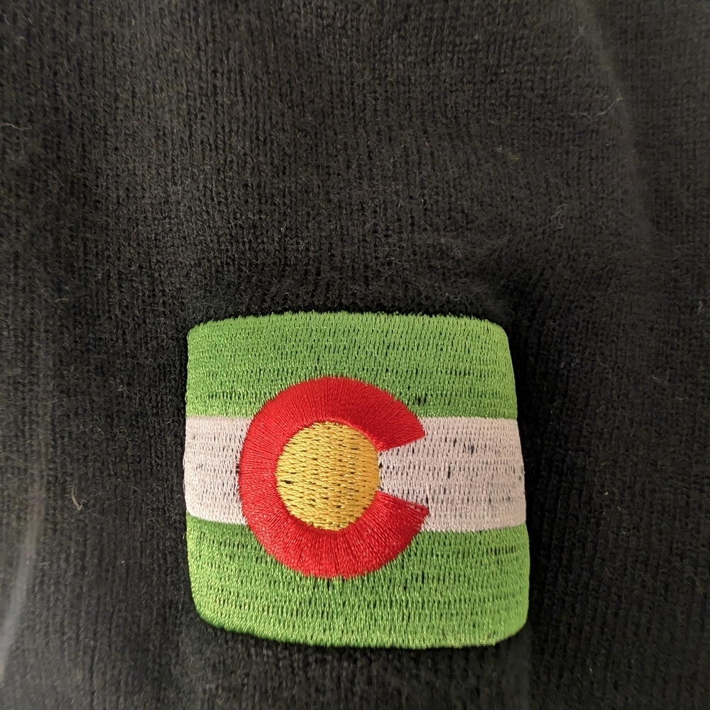 Unisex Black Beanie with Colorado Flag Patch - Picture 2 of 6